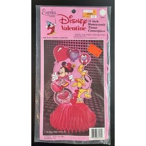 Vintage Disney Valentine Honeycomb Centerpiece Mickey Pluto Eureka NOS 11"